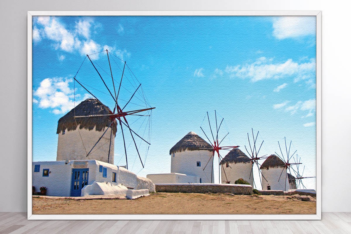 WINDMILLS OF MYKONOS A SHINY DAY