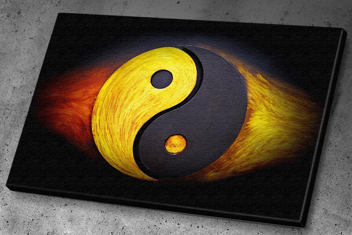 Πίνακας καμβάς YING YANG ΜΑΥΡΟ ΚΑΙ ΚΙΤΡΙΝΟ