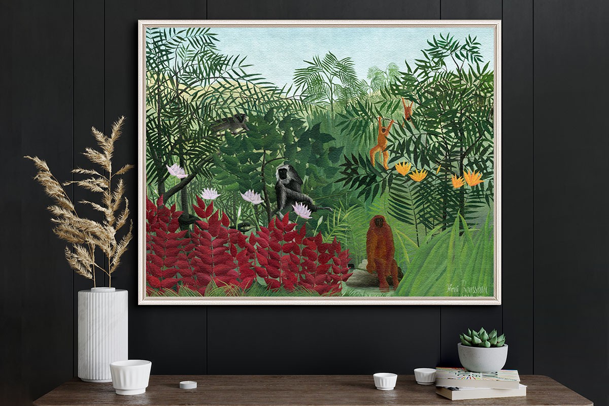 TROPICAL FOREST WITH MONKEYS - HENRI ROUSSEAU