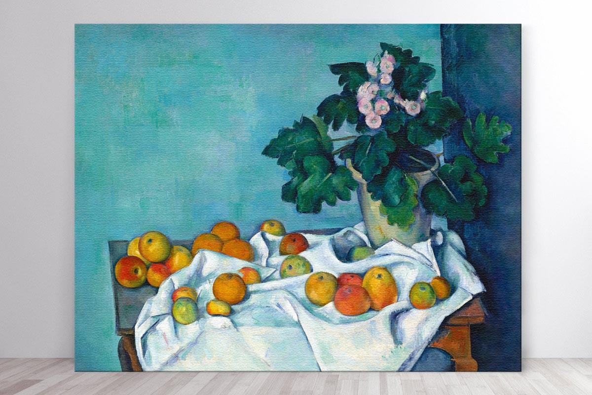 STILL LIFE WITH APPLES AND A POT OF PRIMROSES - PAUL CEZANNE