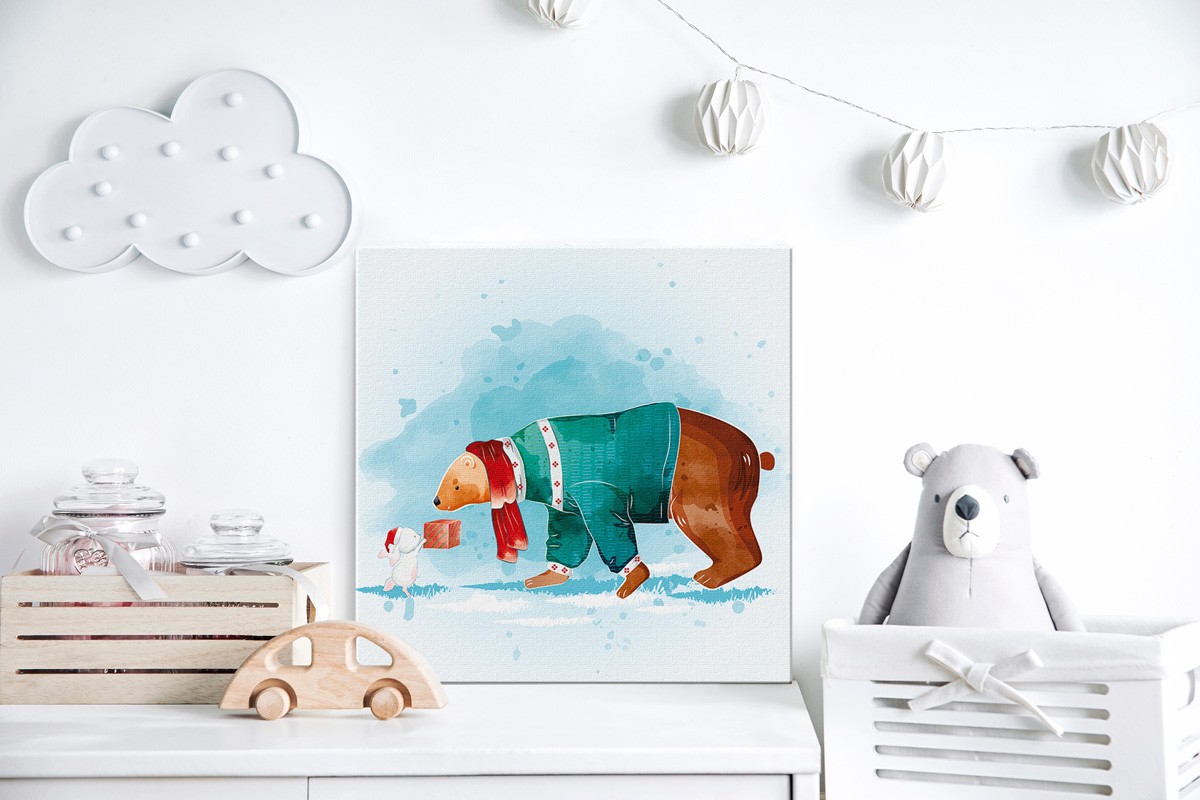 Πίνακας καμβάς ΑΡΚΟΥΔΑ ΜΕ ΚΑΣΚΟΛ