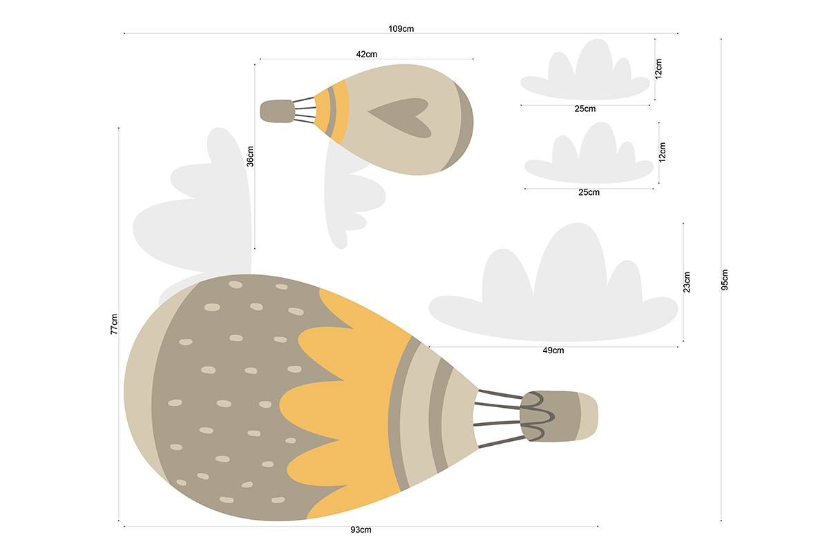 Αυτοκόλλητο τοίχου ΑΕΡΟΣΤΑΤΟ ΜΕ ΣΥΝΝΕΦΑ