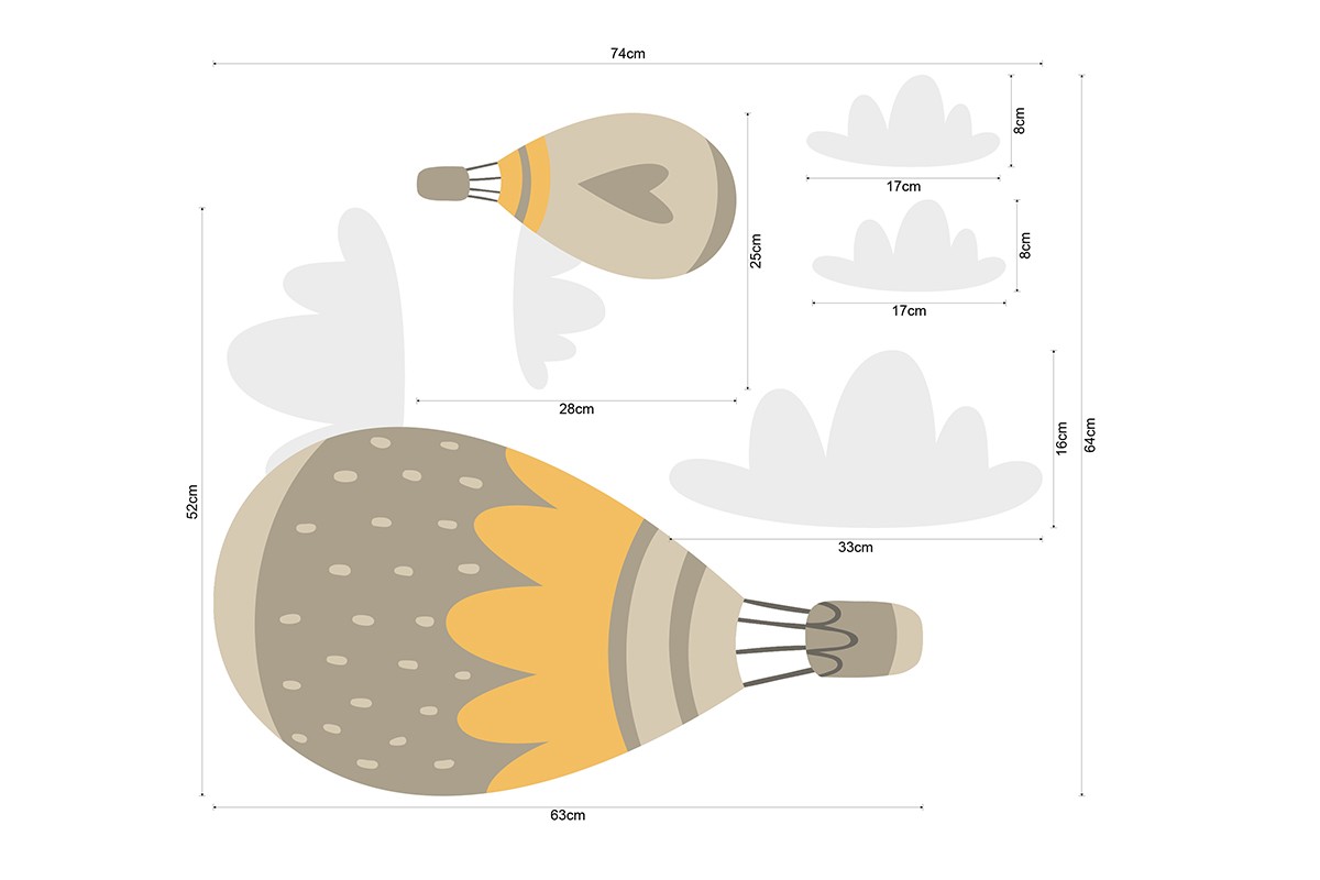 Αυτοκόλλητο τοίχου ΑΕΡΟΣΤΑΤΟ ΜΕ ΣΥΝΝΕΦΑ
