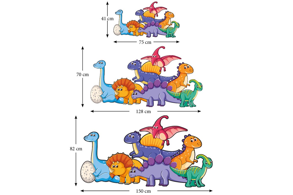 Αυτοκόλλητο τοίχου ΧΡΩΜΑΤΙΣΤΟΙ ΔΕΙΝΟΣΑΥΡΟΙ