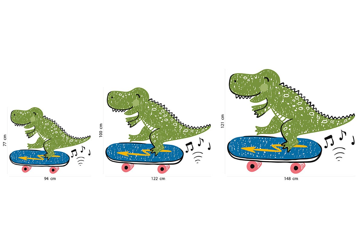 Αυτοκόλλητο τοίχου ΔΕΙΝΟΣΑΥΡΟΣ ΜΕ SKATEBOARD