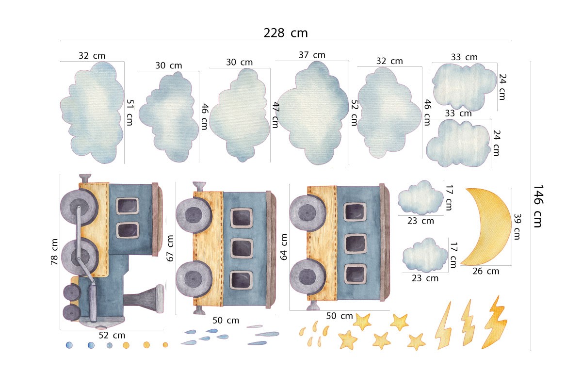 Αυτοκόλλητο τοίχου ΤΡΕΝΟ ΠΕΡΙΠΛΑΝΩΜΕΝΟ ΣΕ ΕΝΑΝ ΣΥΝΝΕΦΙΑΣΜΕΝΟ ΚΟΣΜΟ