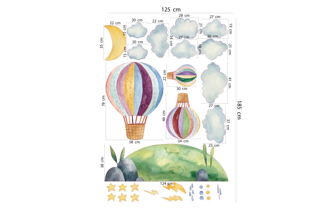 Αυτοκόλλητο τοίχου ΑΕΡΟΣΤΑΤΑ ΣΤΑ ΣΥΝΝΕΦΑ