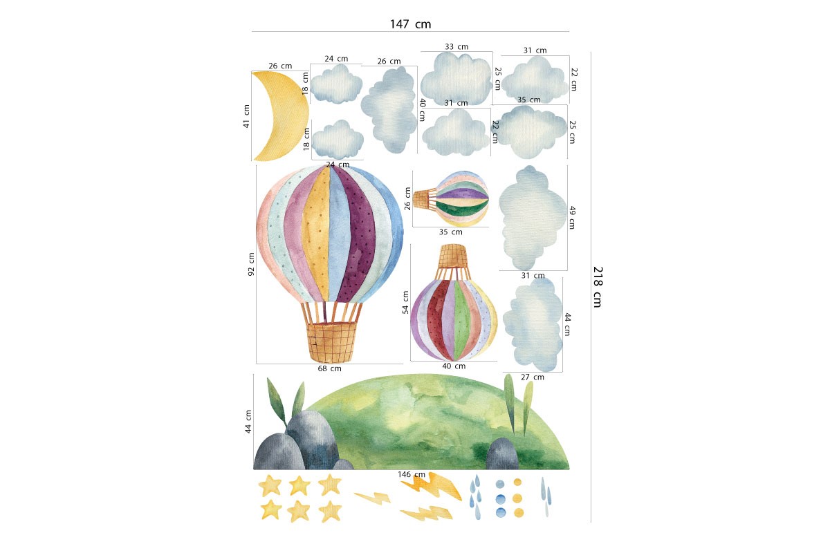 Αυτοκόλλητο τοίχου ΑΕΡΟΣΤΑΤΑ ΣΤΑ ΣΥΝΝΕΦΑ