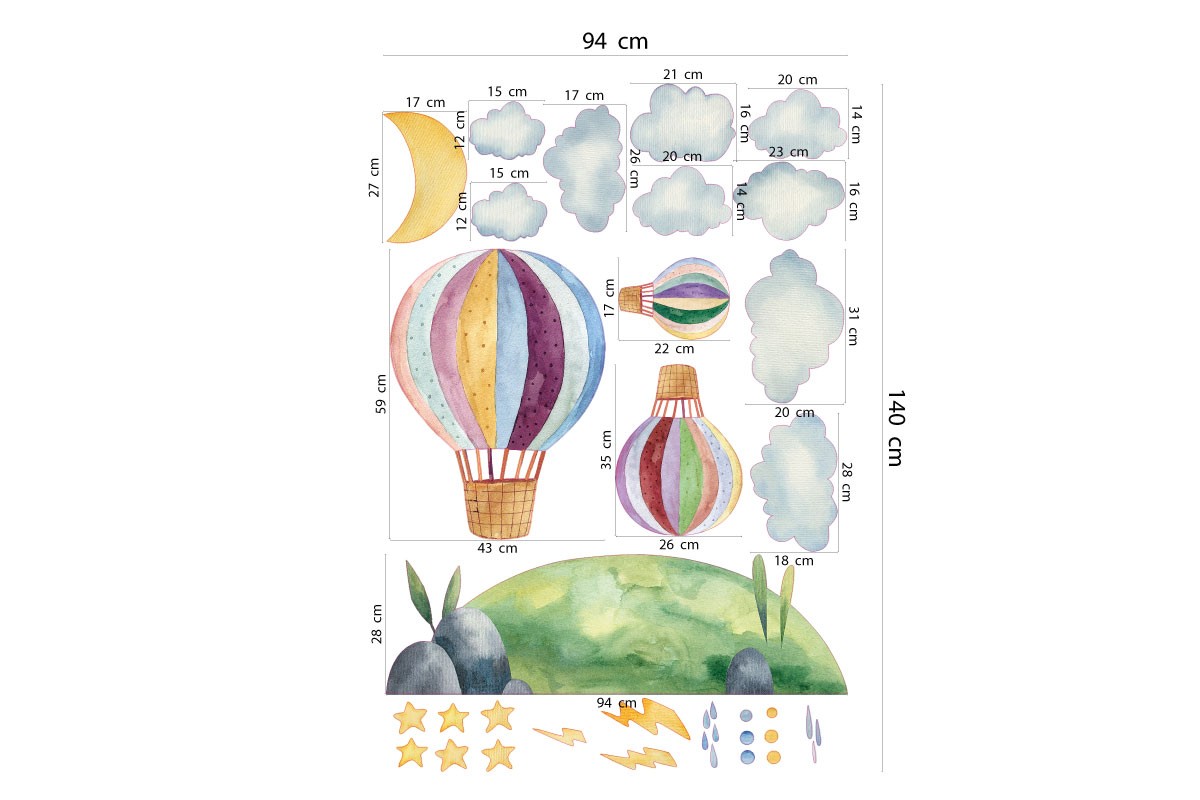 Αυτοκόλλητο τοίχου ΑΕΡΟΣΤΑΤΑ ΣΤΑ ΣΥΝΝΕΦΑ