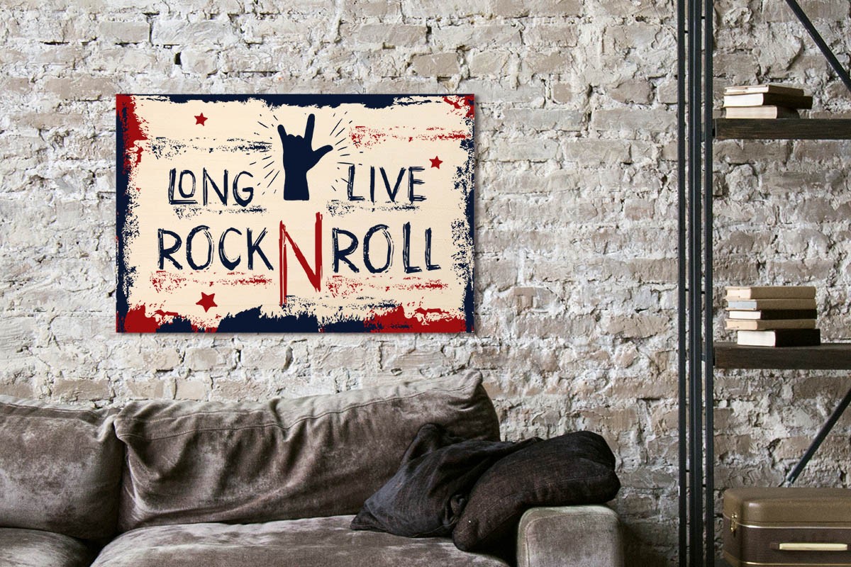 Ξύλινο πόστερ LONG LIVE ROCK & ROLL