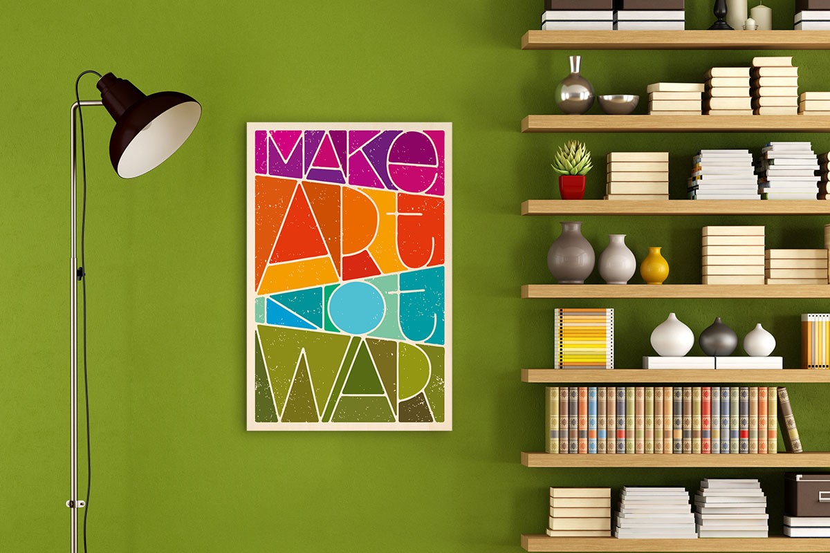 Ξύλινο πόστερ MAKE ART NOT WAR