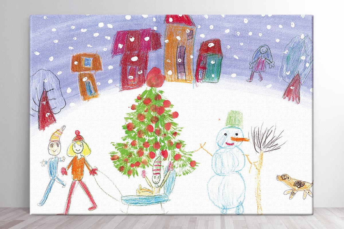 Πίνακας καμβάς ΧΡΙΣΤΟΥΓΕΝΝΙΑΤΙΚΗ ΠΑΙΔΙΚΗ ΖΩΓΡΑΦΙΑ