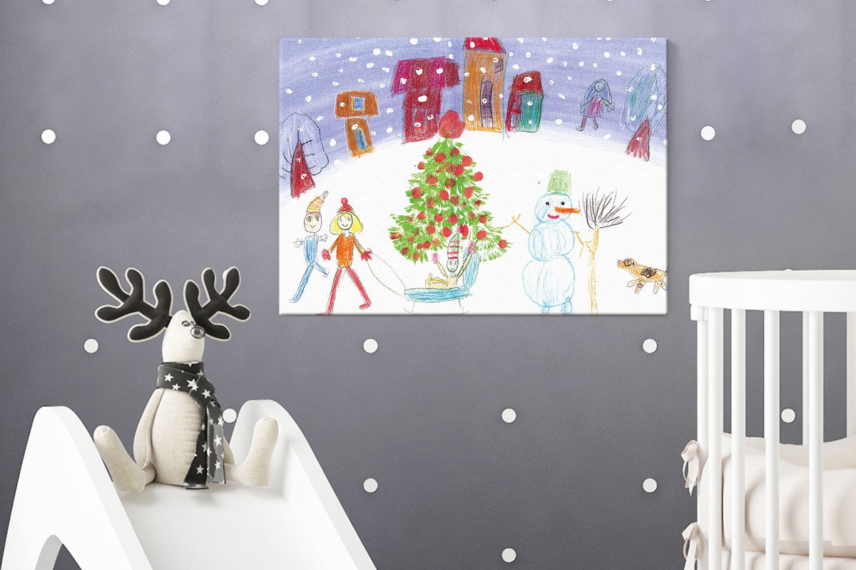 Πίνακας καμβάς ΧΡΙΣΤΟΥΓΕΝΝΙΑΤΙΚΗ ΠΑΙΔΙΚΗ ΖΩΓΡΑΦΙΑ