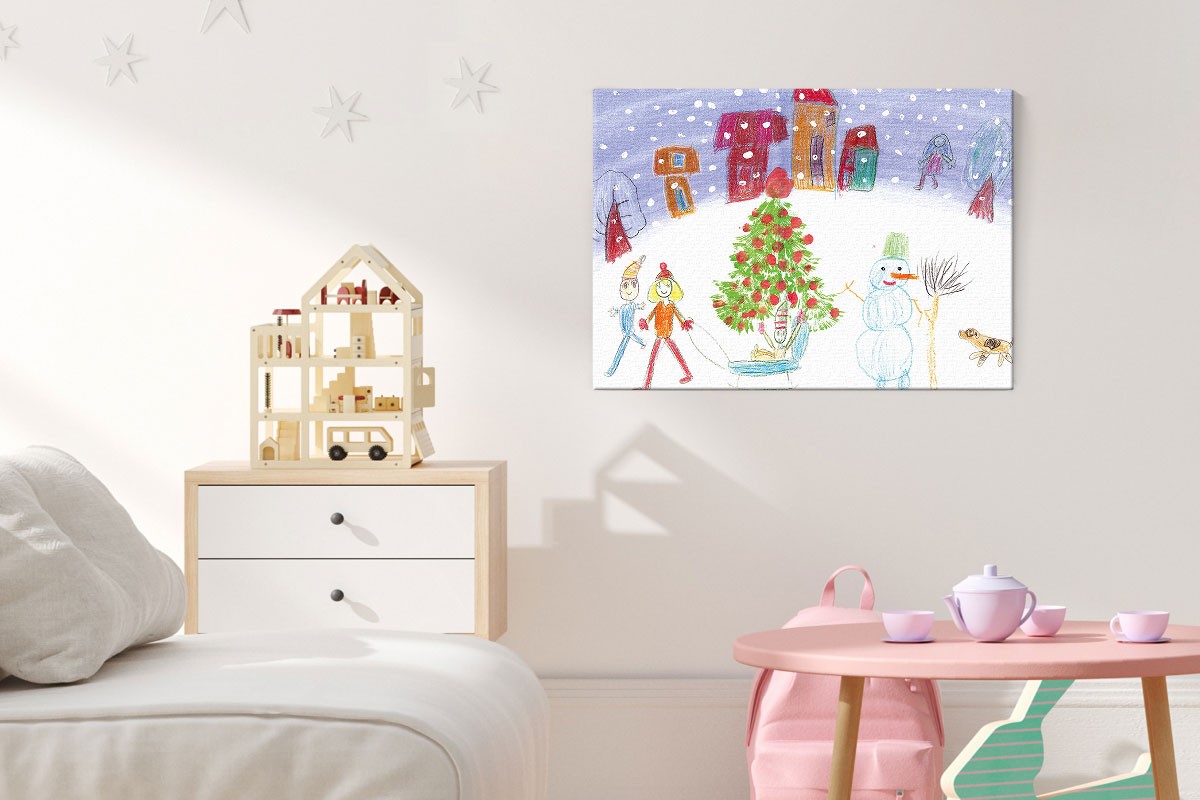 Πίνακας καμβάς ΧΡΙΣΤΟΥΓΕΝΝΙΑΤΙΚΗ ΠΑΙΔΙΚΗ ΖΩΓΡΑΦΙΑ