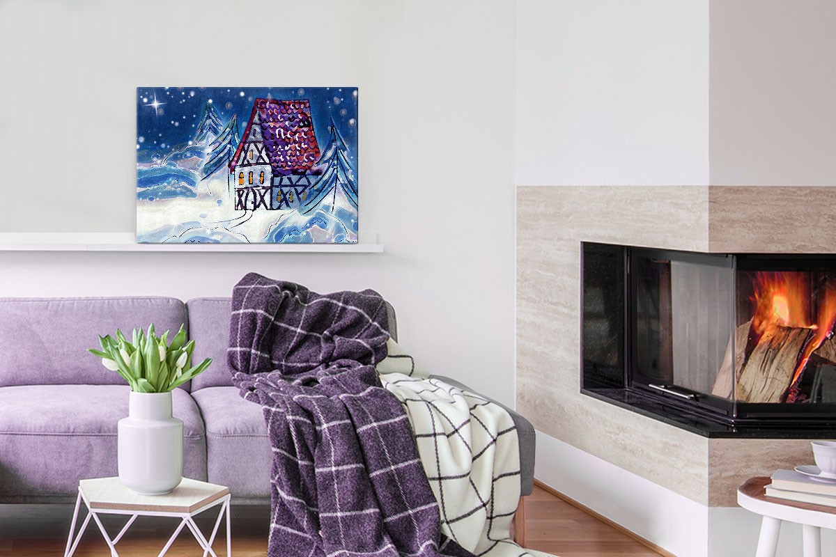 Πίνακας καμβάς ΧΙΟΝΙΣΜΕΝΗ ΧΡΙΣΤΟΥΓΙΕΝΝΙΑΤΙΚΗ ΝΥΧΤΑ