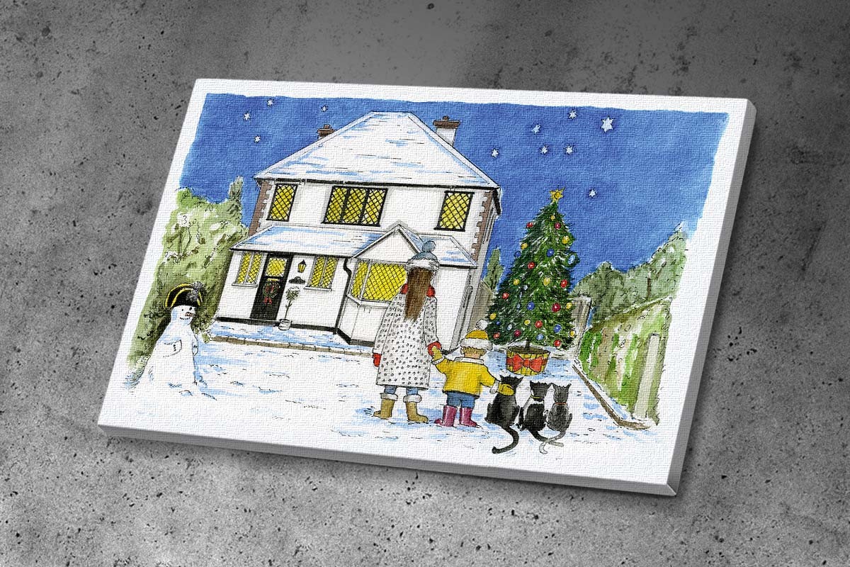 Πίνακας καμβάς ΧΡΙΣΤΟΥΓΕΝΝΑ ΣΤΟ ΣΠΙΤΙ