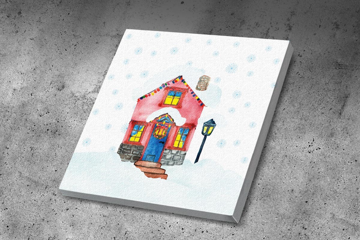 Πίνακας καμβάς ΡΟΖ ΧΡΙΣΤΟΥΓΕΝΝΙΑΤΙΚΟ ΣΠΙΤΑΚΙ