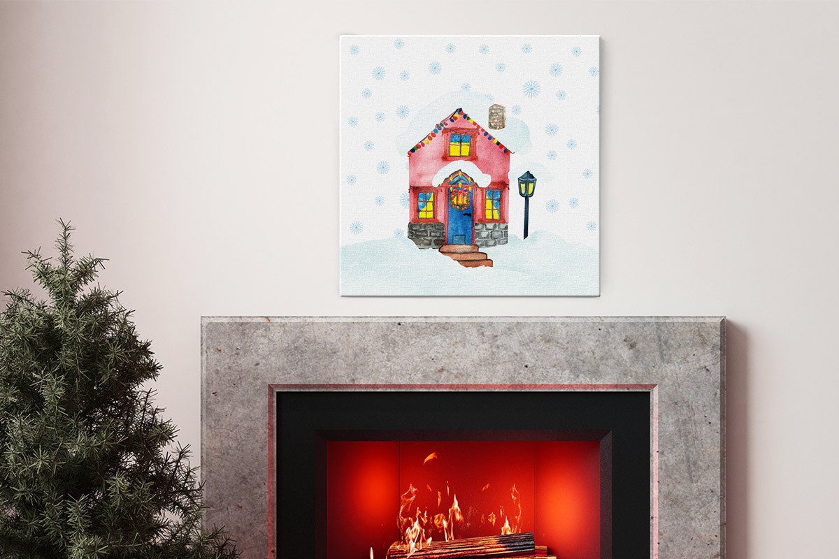 Πίνακας καμβάς ΡΟΖ ΧΡΙΣΤΟΥΓΕΝΝΙΑΤΙΚΟ ΣΠΙΤΑΚΙ