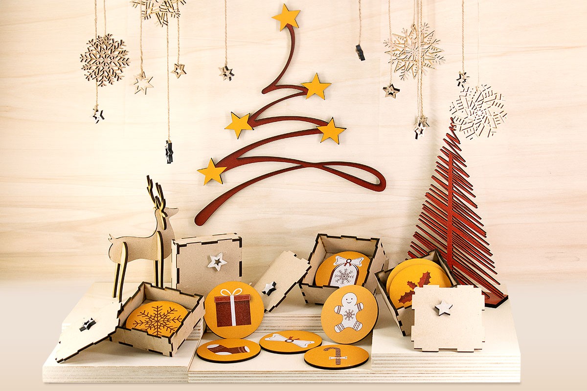 Ξύλινα Χριστουγεννιάτικα σουβέρ ΣΤΡΟΓΓΥΛΟ ΣΧΕΔΙΟ