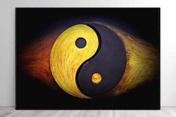 Πίνακας καμβάς YING YANG ΜΑΥΡΟ ΚΑΙ ΚΙΤΡΙΝΟ
