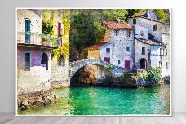 Πίνακας καμβάς ΓΕΦΥΡΑ ΣΤΗΝ ΛΙΜΝΗ ΚΟΜΟ