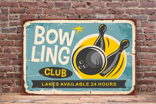 Ξύλινο πόστερ BOWLING CLUB