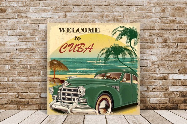 Ξύλινο πόστερ WELCOME TO CUBA